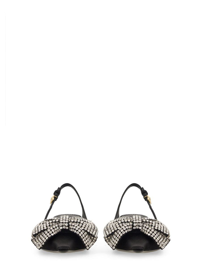 Dolce & Gabbana Satin Sling-Back With Rhinestone Embroidery