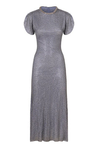 Self-Portrait Midi Dress In Mesh With Rhinestones