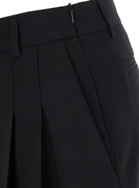 Black Pleated Miniskirt In Fabric Woman