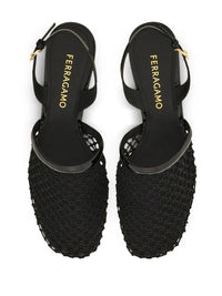 Salvatore Ferragamo Kay 40 Mesh And Leather Slingback Shoes