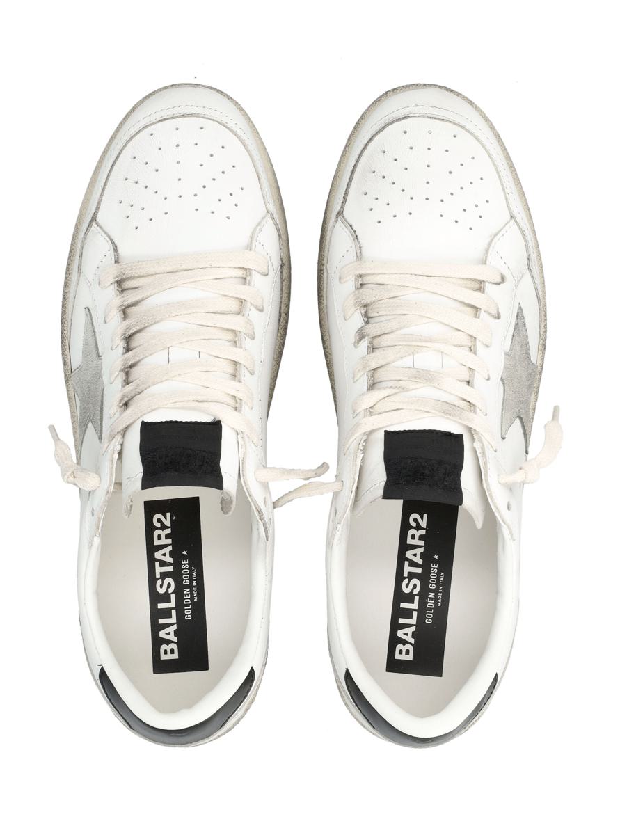 Golden Goose Ball Star White And Gray Leather Sneaker