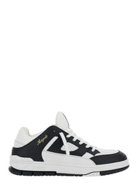 'Area Lo' Black And White Low Top Sneakers With Laminated Leather In Leather Blend Man