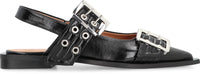 Ganni Feminine Buckle  Faux Leather Slingback Pumps