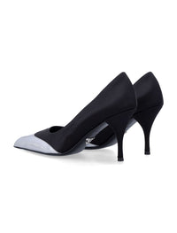 Prada Satin And Metallic Leather Pumps