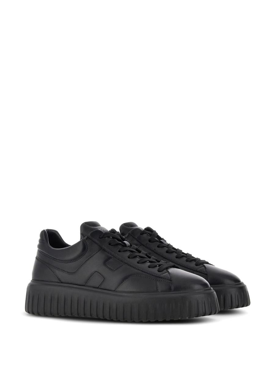 Hogan H-Stripes Sneakers In Black Sheepskin Leather