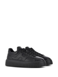 Hogan H-Stripes Sneakers In Black Sheepskin Leather