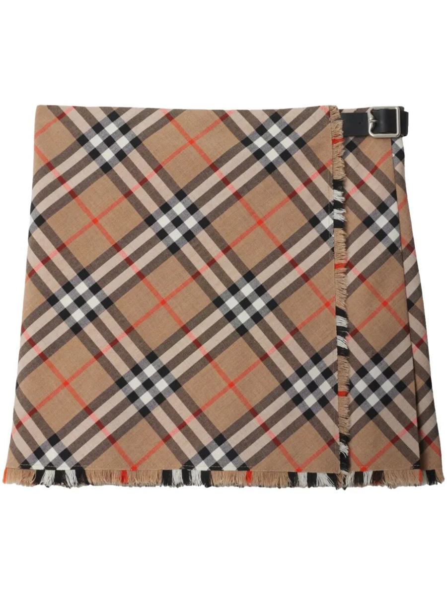 Burberry Check Wool Blend Mini Skirt Clothing