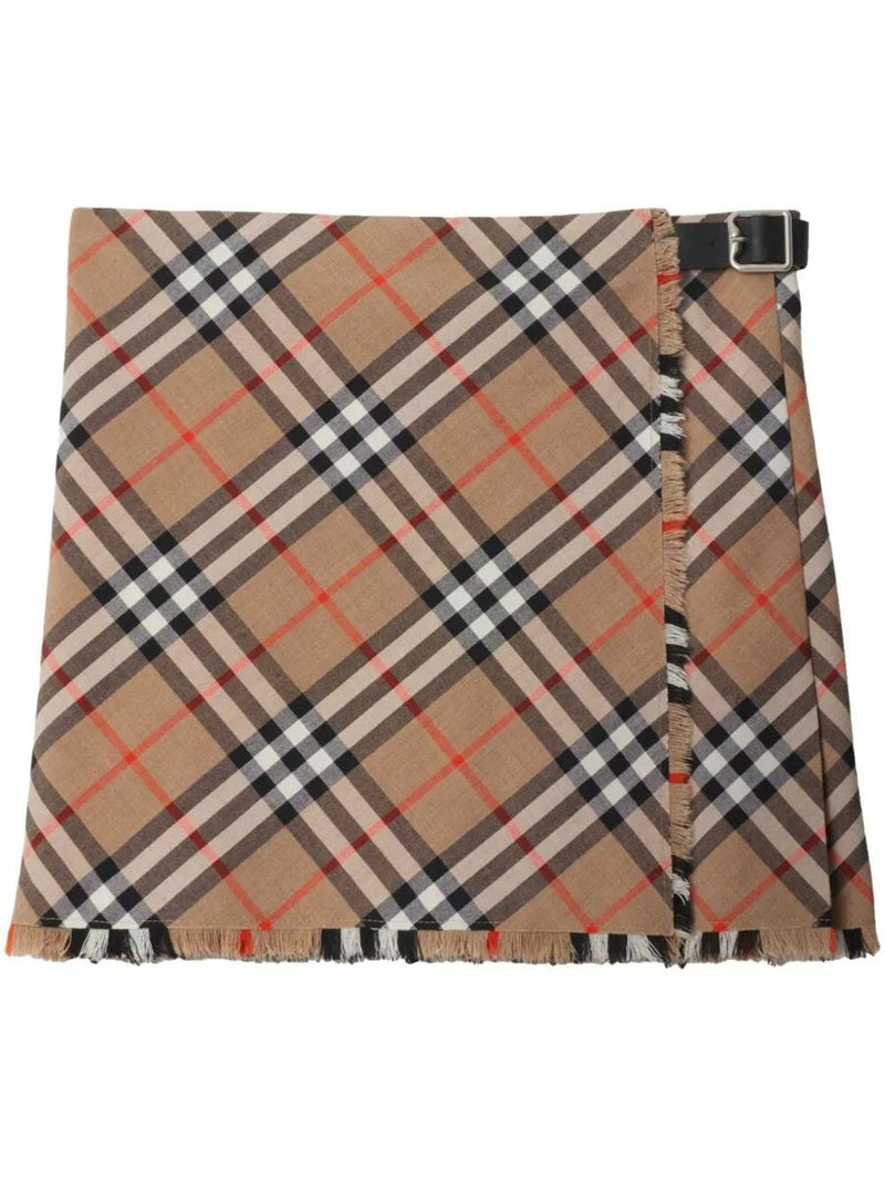 Burberry Check Wool Blend Mini Skirt Clothing