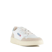 Autry Medalist Low White And Silver Blue Leather And Suede Sneakers