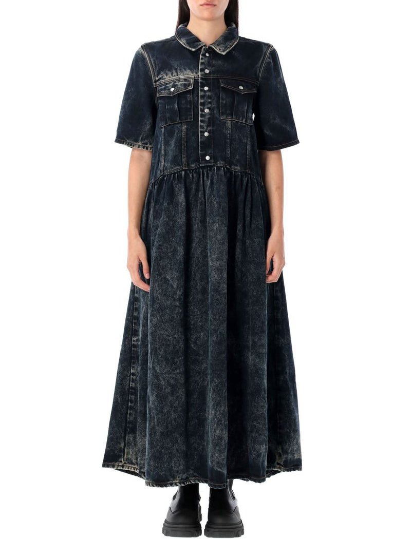 Ganni Washed Denim Maxi Dress