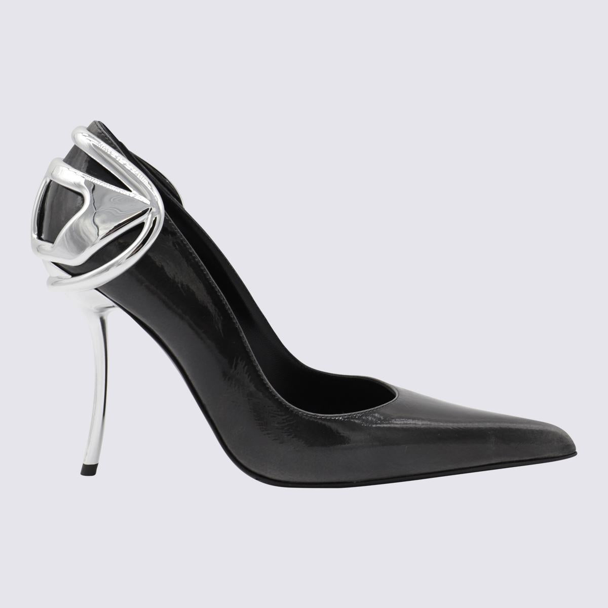 Diesel Black And Silver Leather Pumps