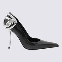 Diesel Black And Silver Leather Pumps