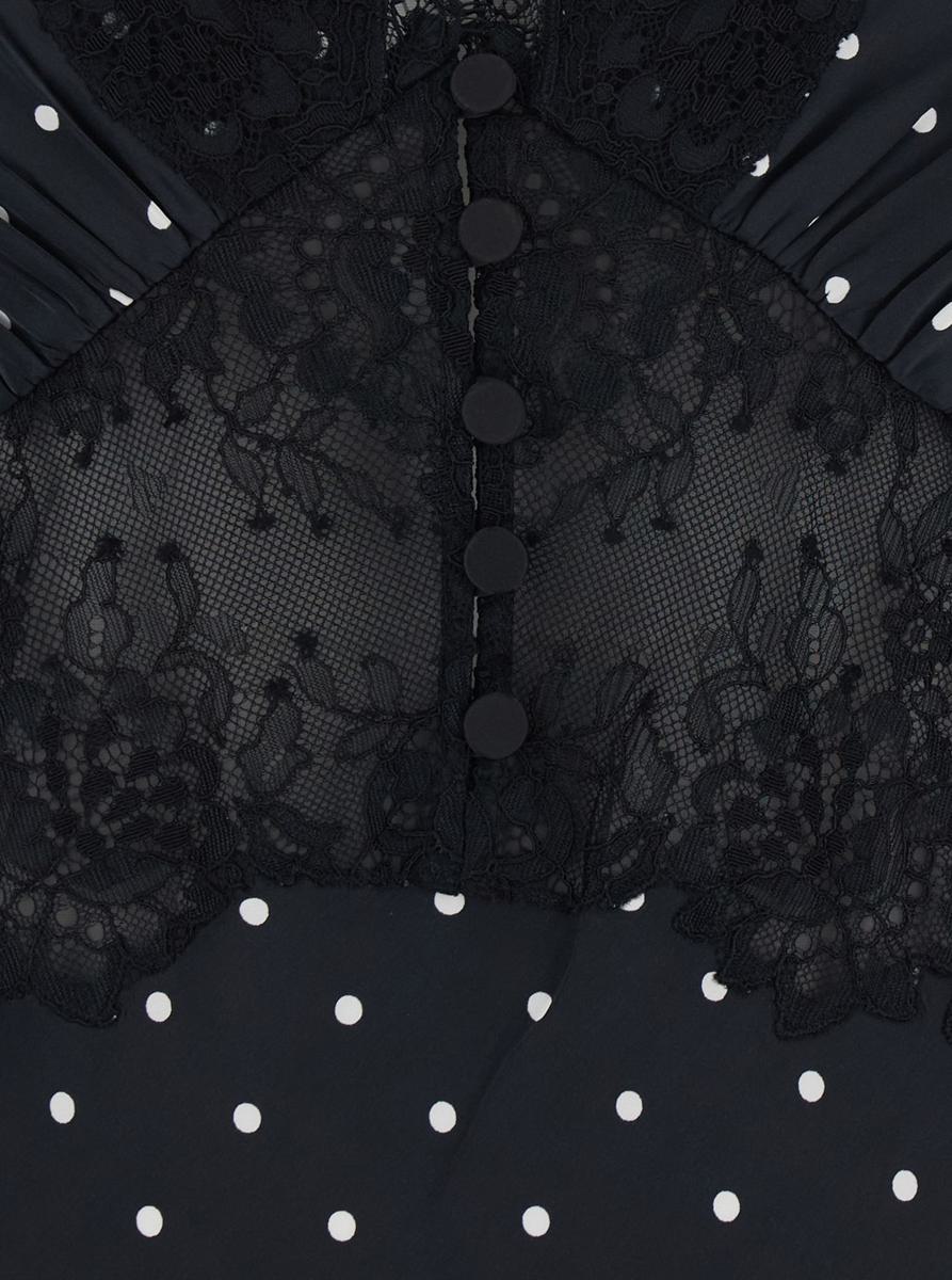 Polka Dot Satin Lace Maxi Dress