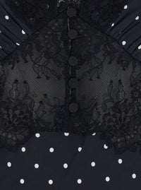 Polka Dot Satin Lace Maxi Dress