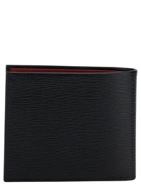 Revival Gancini Black Wallet In Textured Leather Man Salvatore Ferragamo