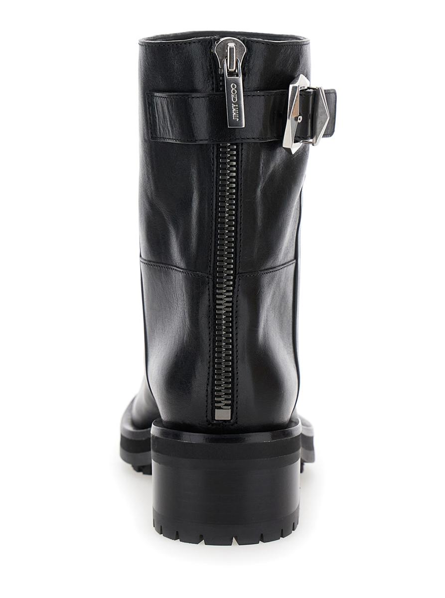 'Brooklyn' Black Ankle Boots With Buckle In Smooth Leather Woman