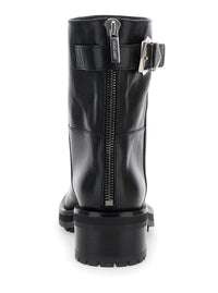 'Brooklyn' Black Ankle Boots With Buckle In Smooth Leather Woman