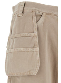 Beige Cargo Pants With Logo Patch In Cotton Man