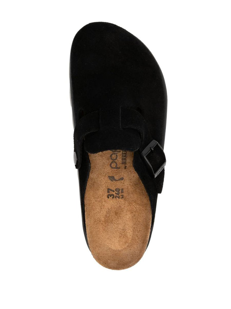 Birkenstock 'Boston Chunky' Black Suede Sabot