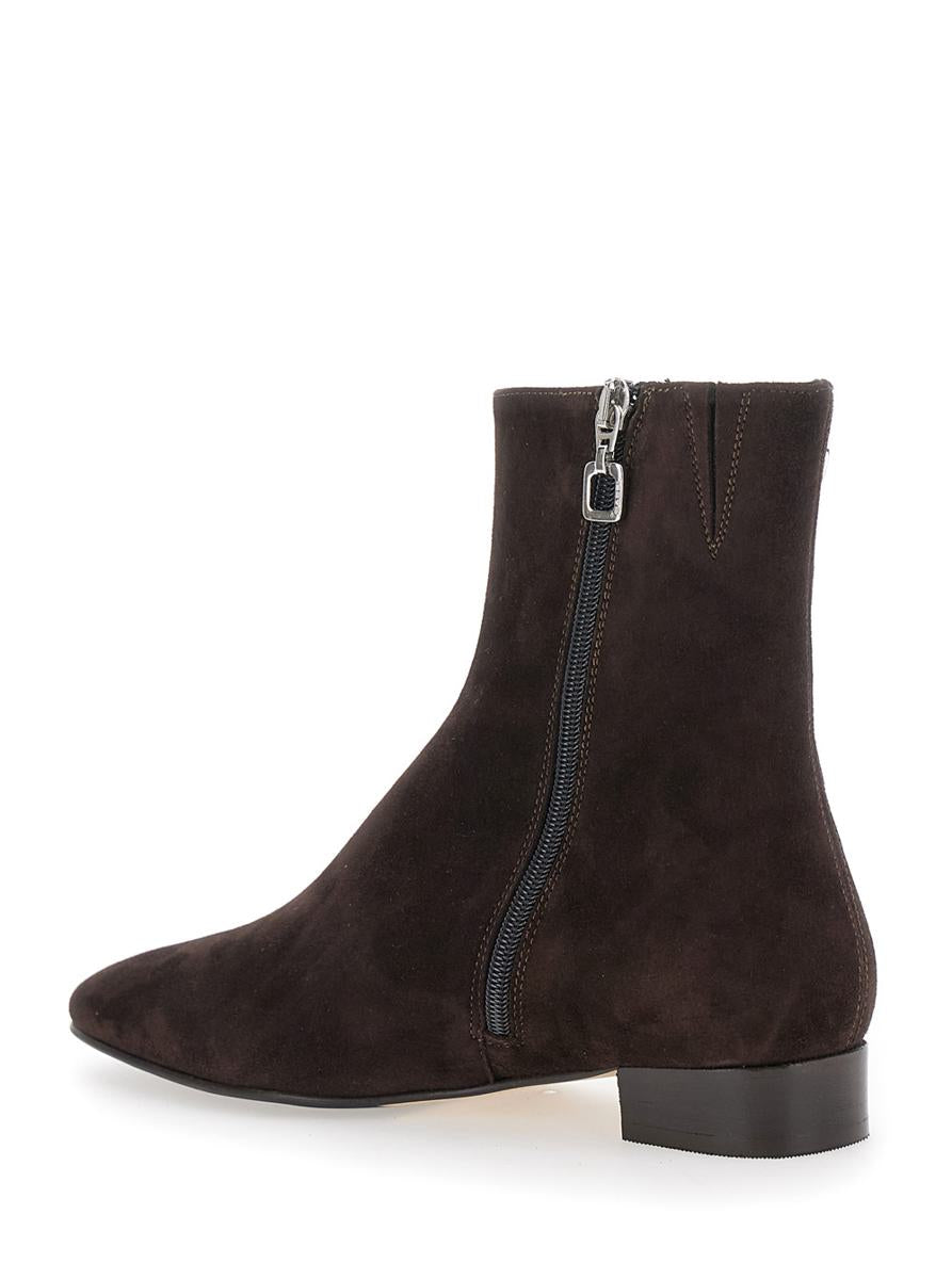'Aiglon' Brown Boots With Logo Embroidery On The Side And Zip Closure On The Side In Suede Woman