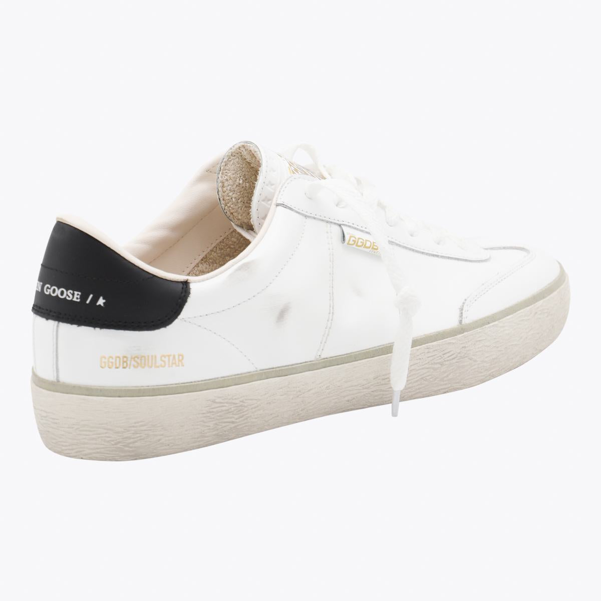 Golden Goose White And Black Leather Soul-Star Sneakers