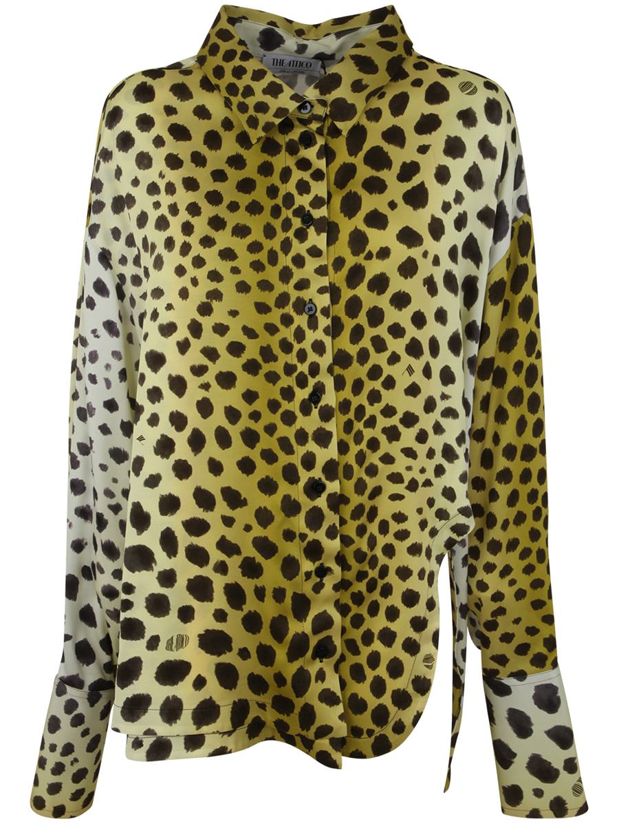 The Attico Kota Cheetah Printed Fluid Satin Shirt Clothing