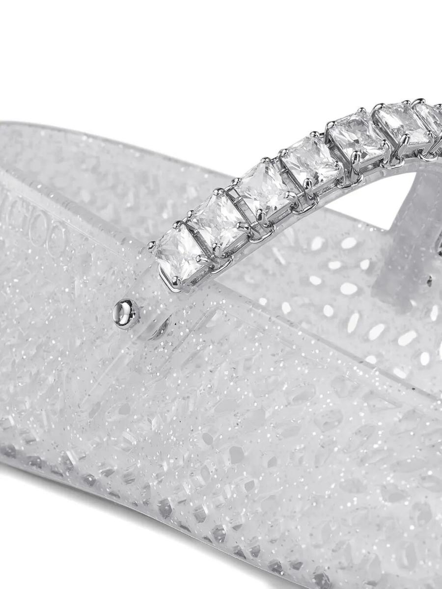 Jimmy Choo Clear Jelly Ballerina Flats With Crystal Embellishment Shoes