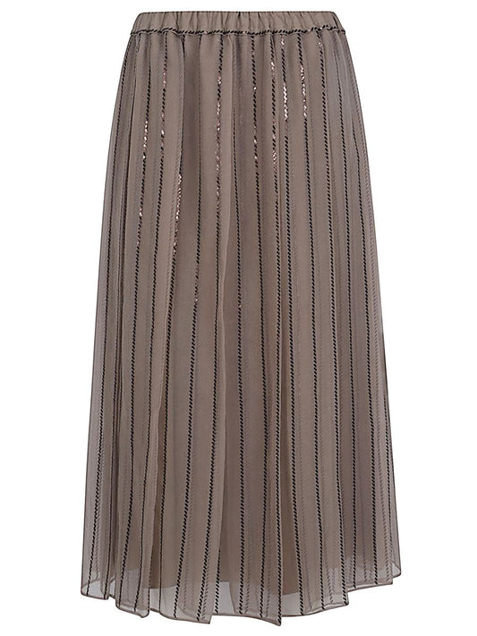 Brunello Cucinelli Silk Midi Skirt