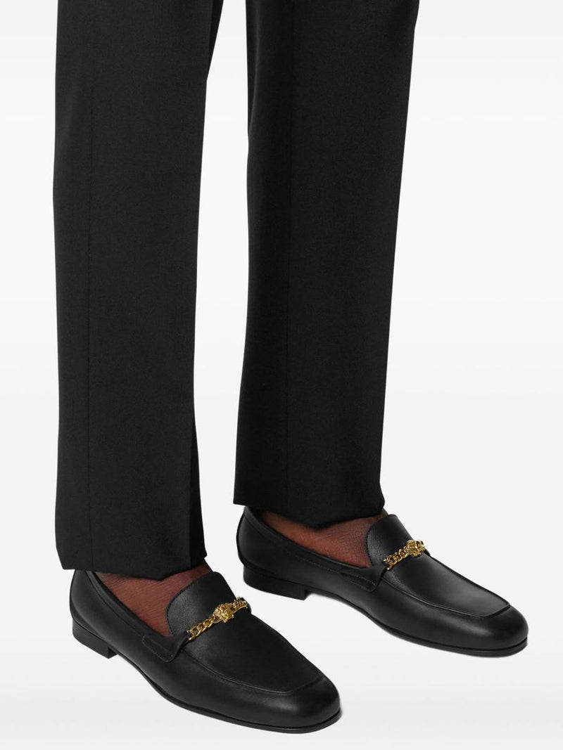 Versace 'Medusa' Black Leather Loafers
