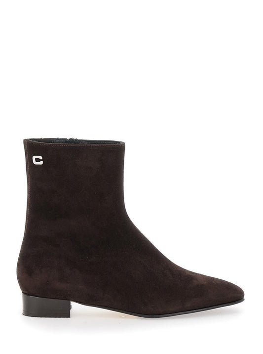 'Aiglon' Brown Boots With Logo Embroidery On The Side And Zip Closure On The Side In Suede Woman