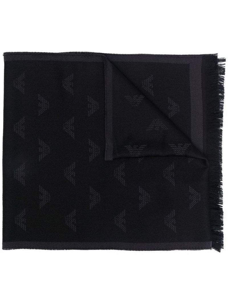 Emporio Armani Allover Logo Wool Scarf