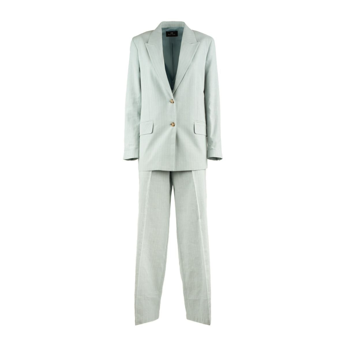 Paul Smith Light Blue Pinstriped Cotton-Linen Blend Suit