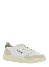 'Medalist' White Low Top Sneakers With Beige Suede Details In Leather Man