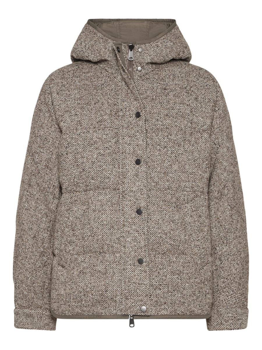Brunello Cucinelli Chevron Down Jacket With Hoodie
