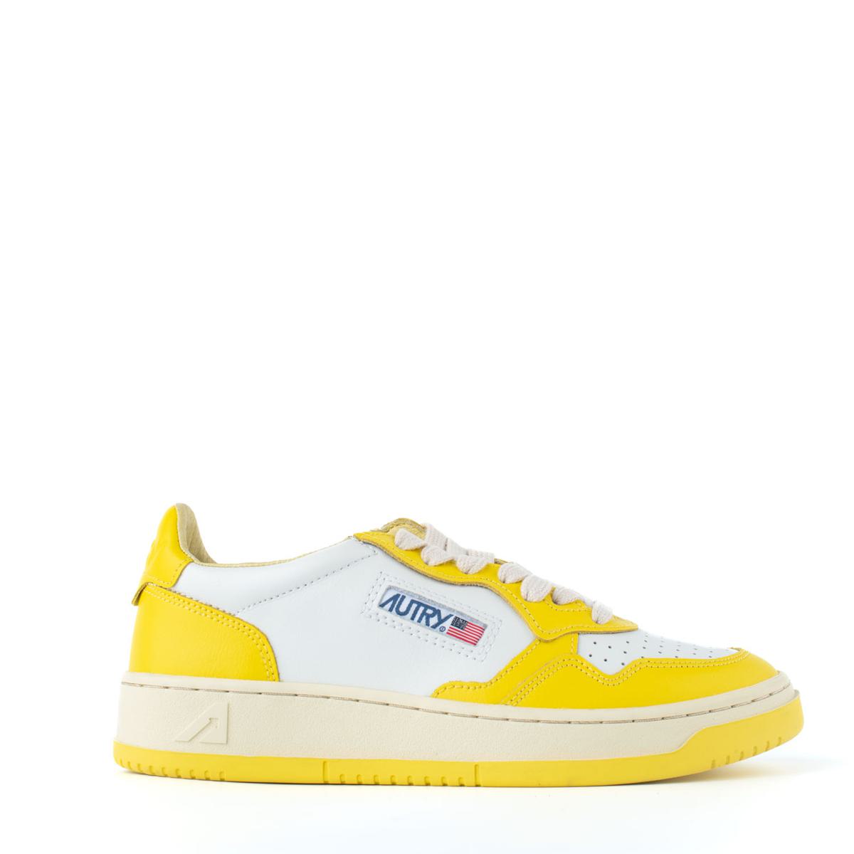 Autry Two-Tone White And Yellow Leather Sneakers