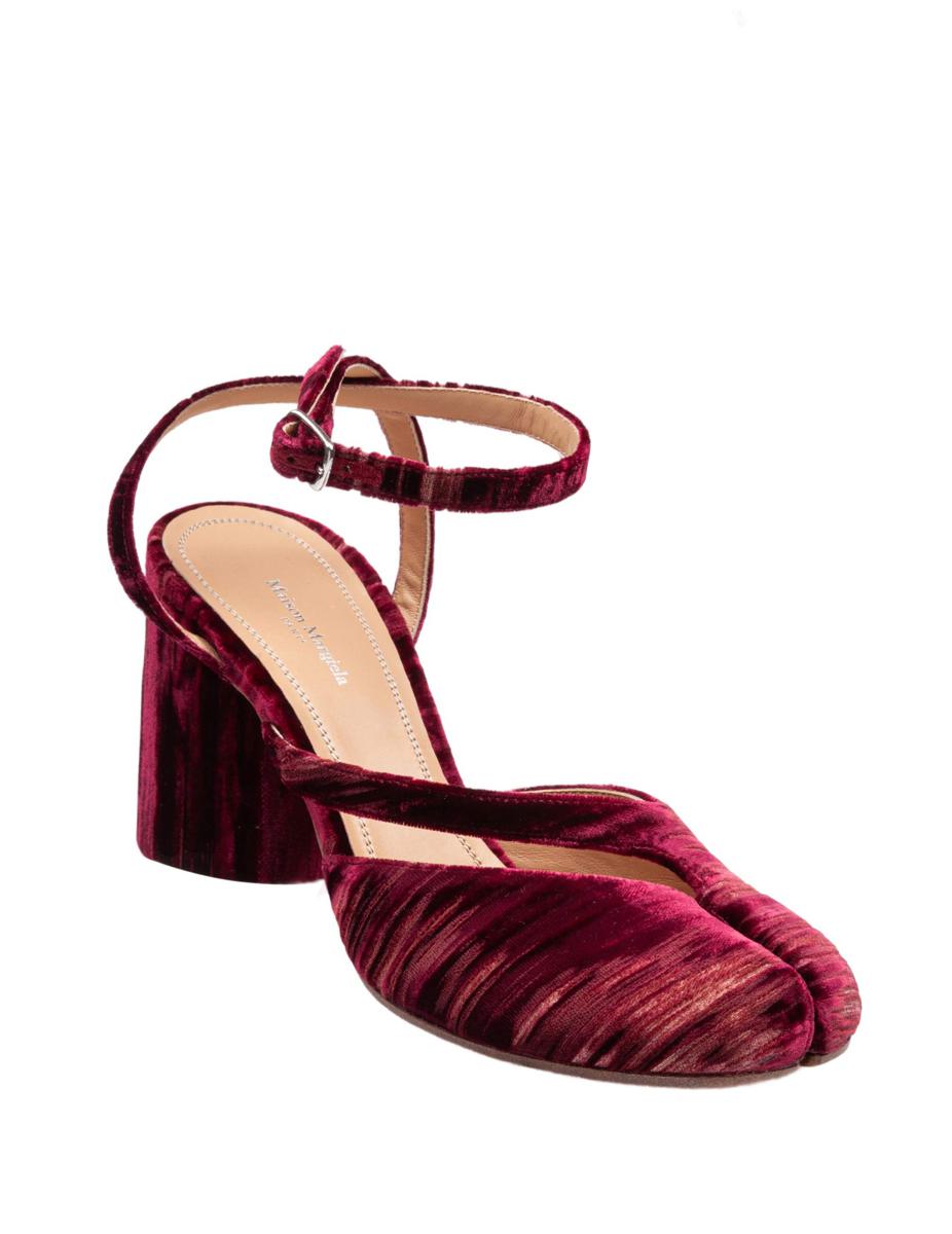 Maison Margiela Chenille Tabi Sandals With Asymmetrical Strap