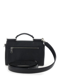 'Sicily' Black Crossbody Bag With Adjustable And Removable Shoulder Strap And Logo Plaque On The Front In Leather Man