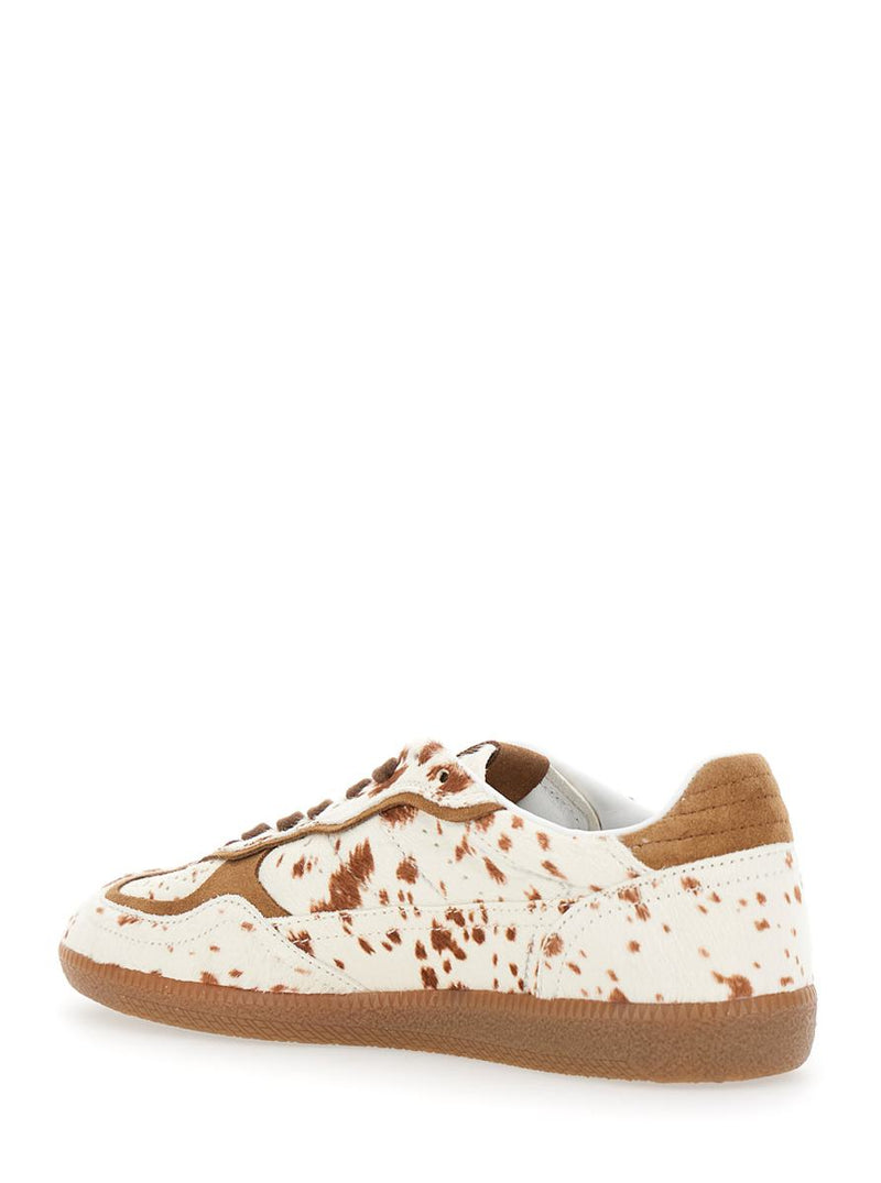 'Tb.490' Brown Low Top Sneakers With Embossed Logo On The Side And Perforated Details In Leather Woman