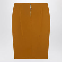 Saint Laurent Ochre Yellow Satin Pencil Skirt