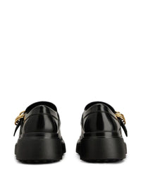 Tod'S Leather Chunky Loafers With Metal Buckle And Rings Shoes
