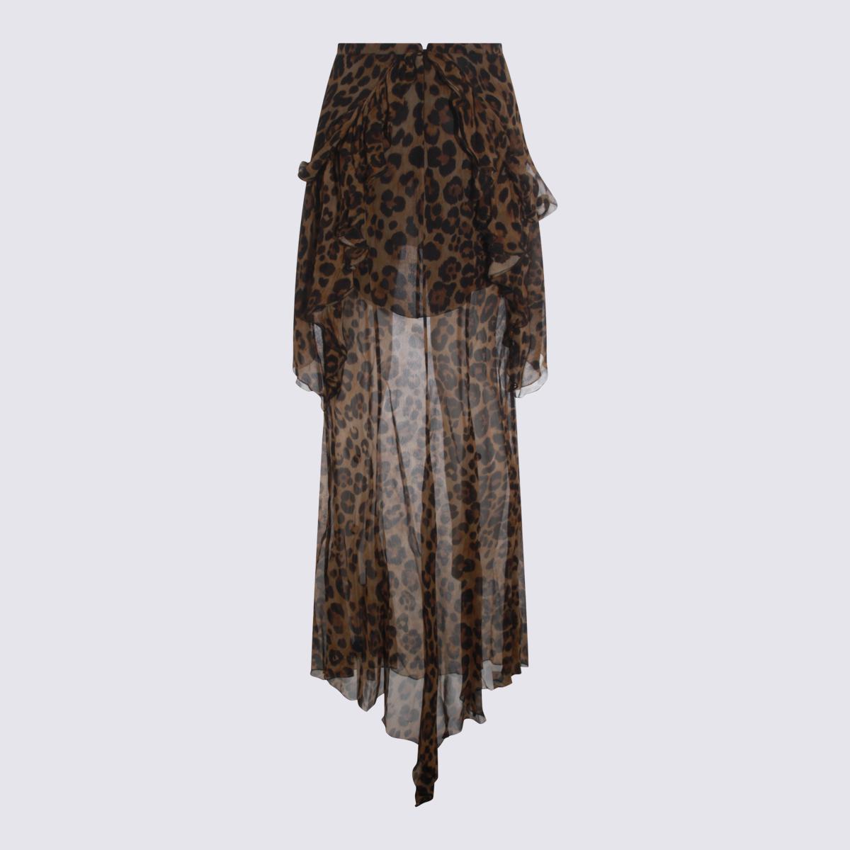 Blumarine Brown Silk Skirt