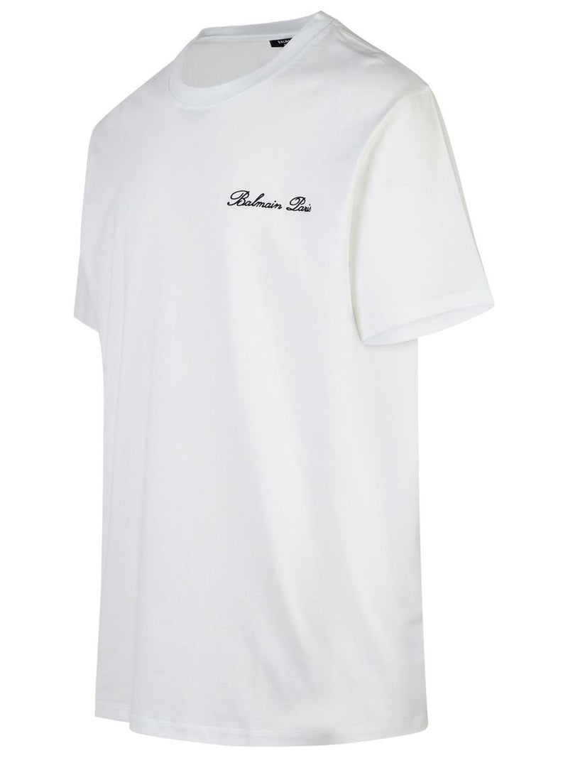Balmain 'Signature' White Cotton T-Shirt