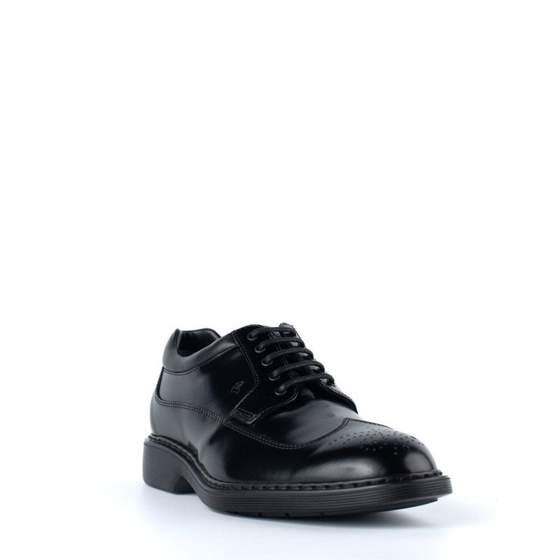 Hogan Black Leather Dovetail Lace-Up