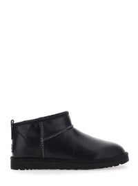 'Ultra Mini' Black Boots With Logo Patch On Back In Leather Man