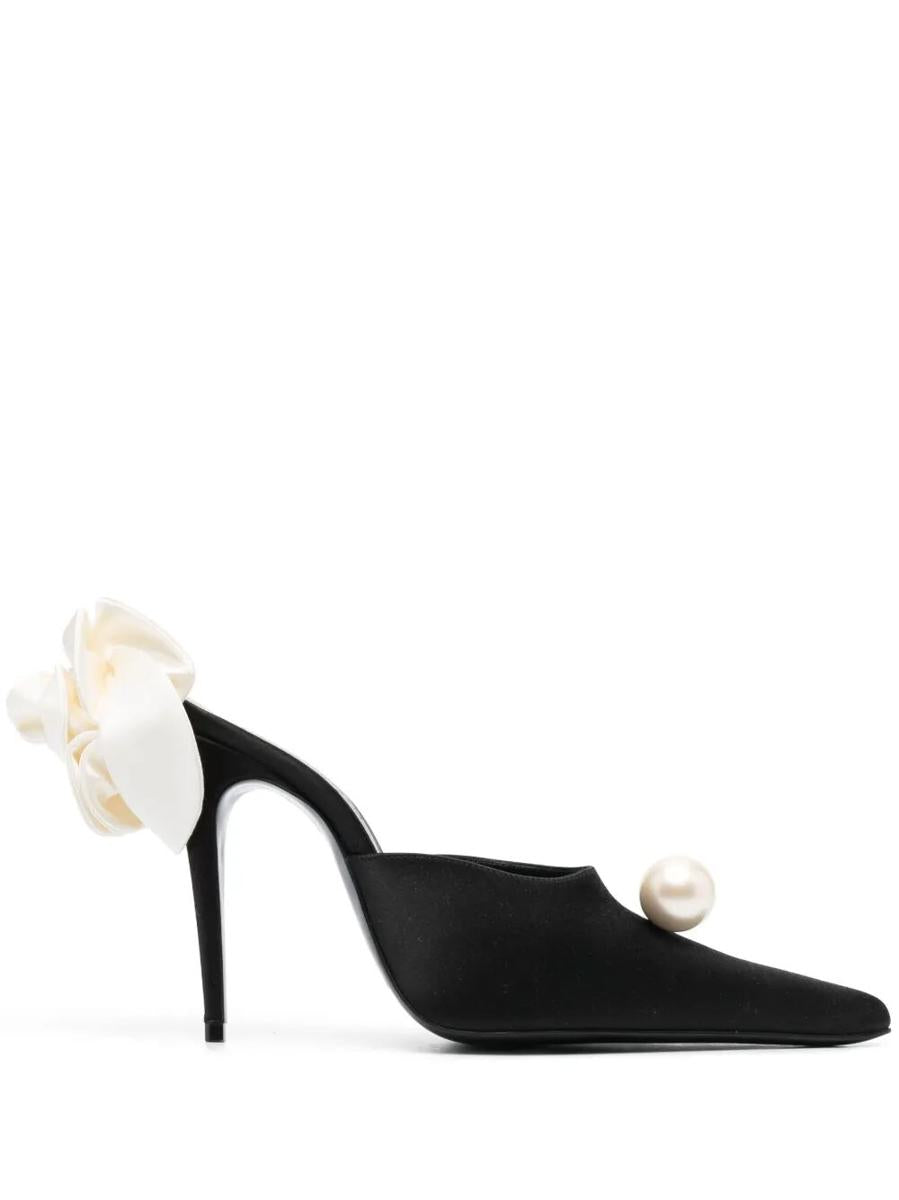 Magda Butrym "Flower" Heel Mules Satin Shoes
