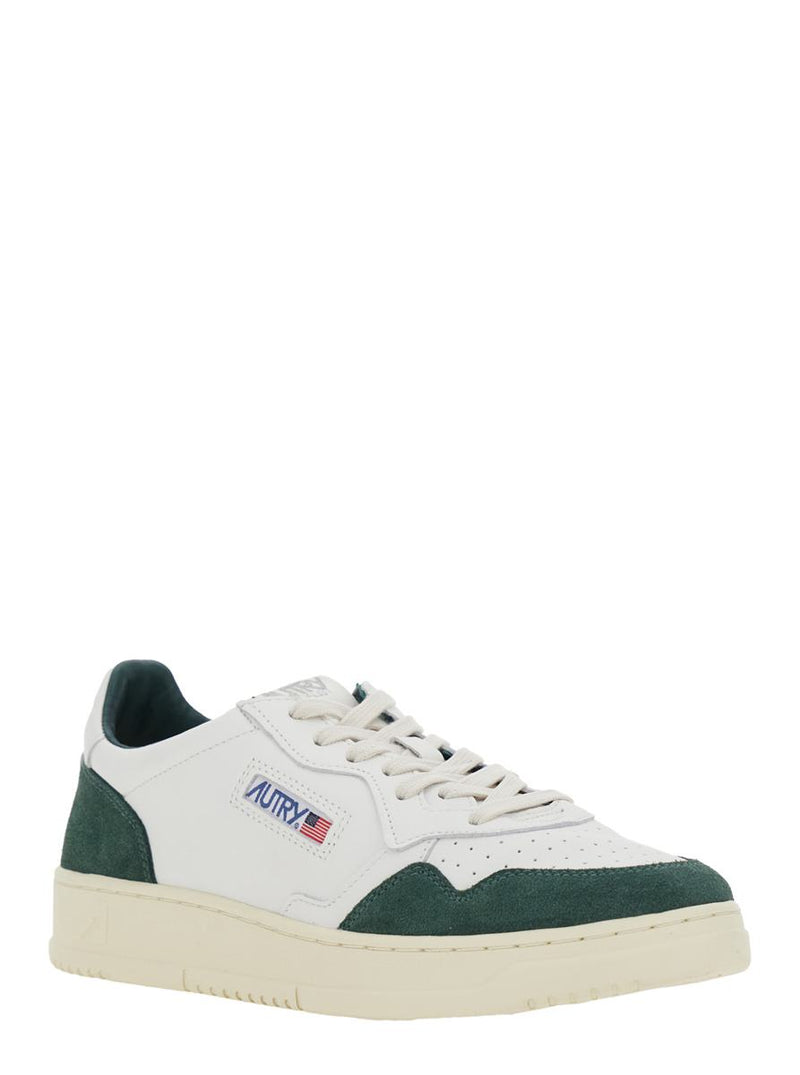 'Medalist Low' White Low Top Sneakers With Side Logo Detail In Leather And Suede Man
