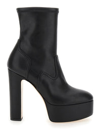 “Patty” Black Ankle Boots With High Heel And Platform In Leather Woman