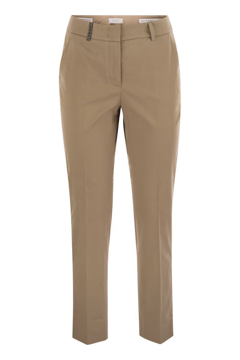 Peserico Light Cotton Satin Cigarette Trousers