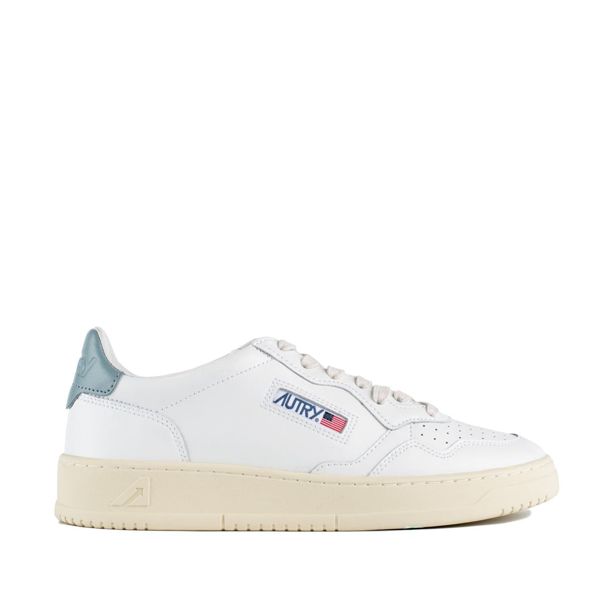 Autry Medalist Low Leather Sneakers Color White And Silver Blue