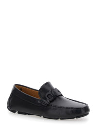 Black Loafers With Ganicini Plaque On The Front In Leather Man